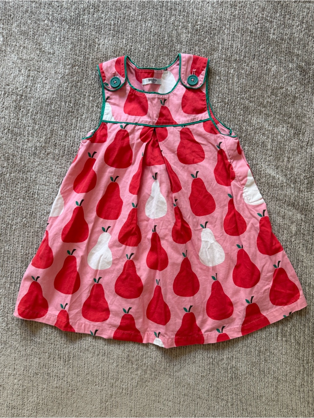Baby Boden Pear Print Dress 2-3 Years Pink Red Green Cotton